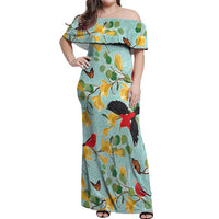 Aloha Hawaii Off Shoulder Maxi Dress I'iwi on Mamane Pastel Turquoise LT7 Women Turquoise - Polynesian Pride