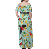 Aloha Hawaii Off Shoulder Maxi Dress I'iwi on Mamane Pastel Turquoise LT7 - Polynesian Pride