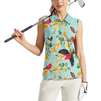 Aloha Hawaii Women Sleeveless Polo Shirt I'iwi on Mamane Pastel Turquoise