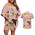 Aloha Hawaii Couples Matching Off Shoulder Short Dress and Hawaiian Shirt I'iwi on Mamane Pastel Pink
