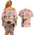 Aloha Hawaii Couples Matching Off Shoulder Short Dress and Hawaiian Shirt I'iwi on Mamane Pastel Pink