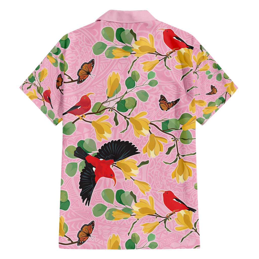 Aloha Hawaii Family Matching Off Shoulder Short Dress and Hawaiian Shirt I'iwi on Mamane Pastel Pink LT7 - Polynesian Pride