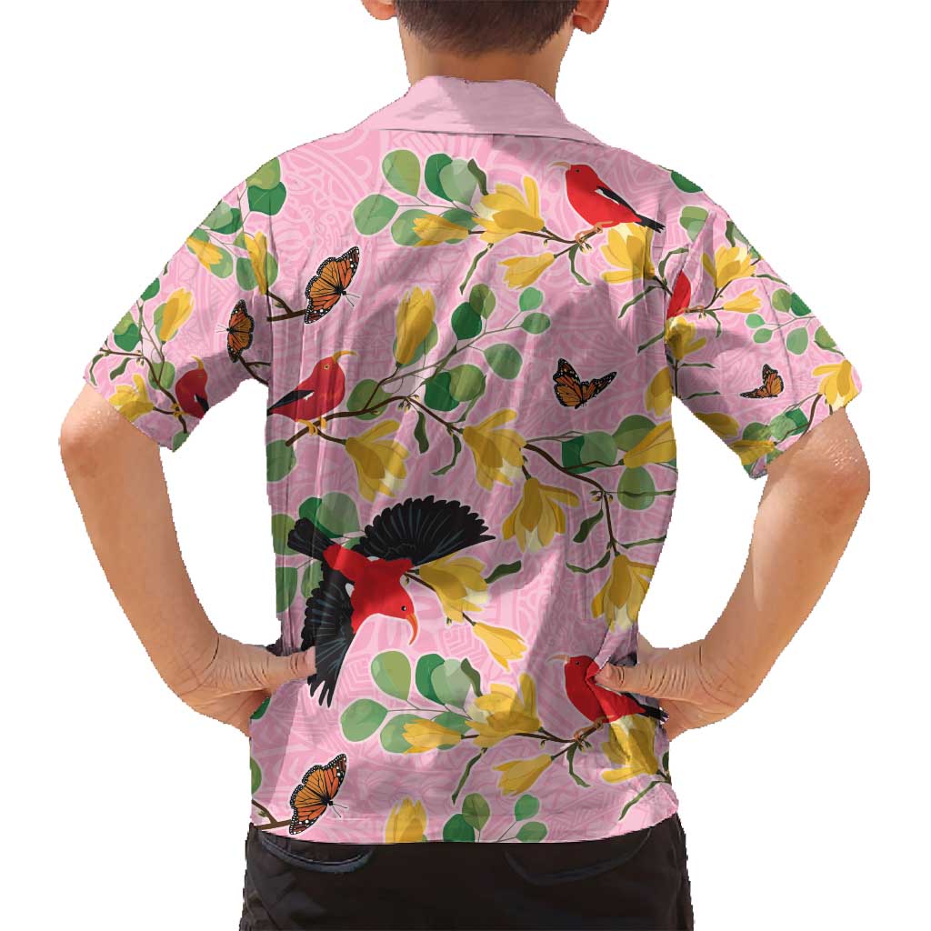 Aloha Hawaii Family Matching Tank Maxi Dress and Hawaiian Shirt I'iwi on Mamane Pastel Pink LT7 - Polynesian Pride