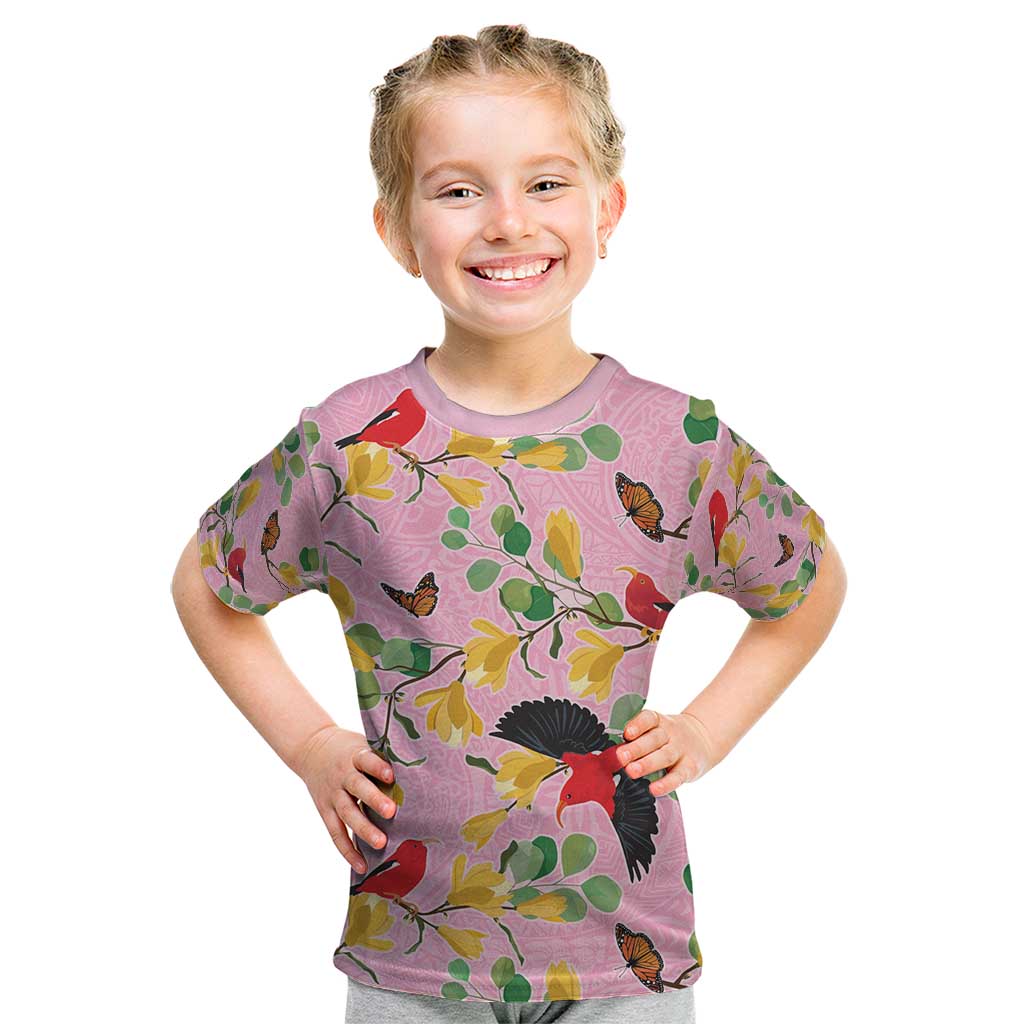 Aloha Hawaii Kid T Shirt I'iwi on Mamane Pastel Pink