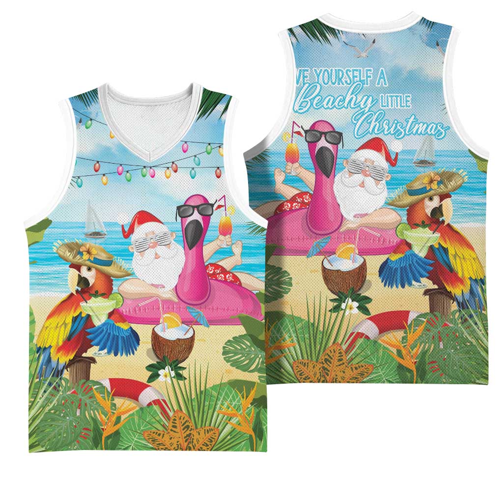 Have Yourself A Beachy Little Christmas Basketball Jersey with Santa Chilling - Polynesian Pride