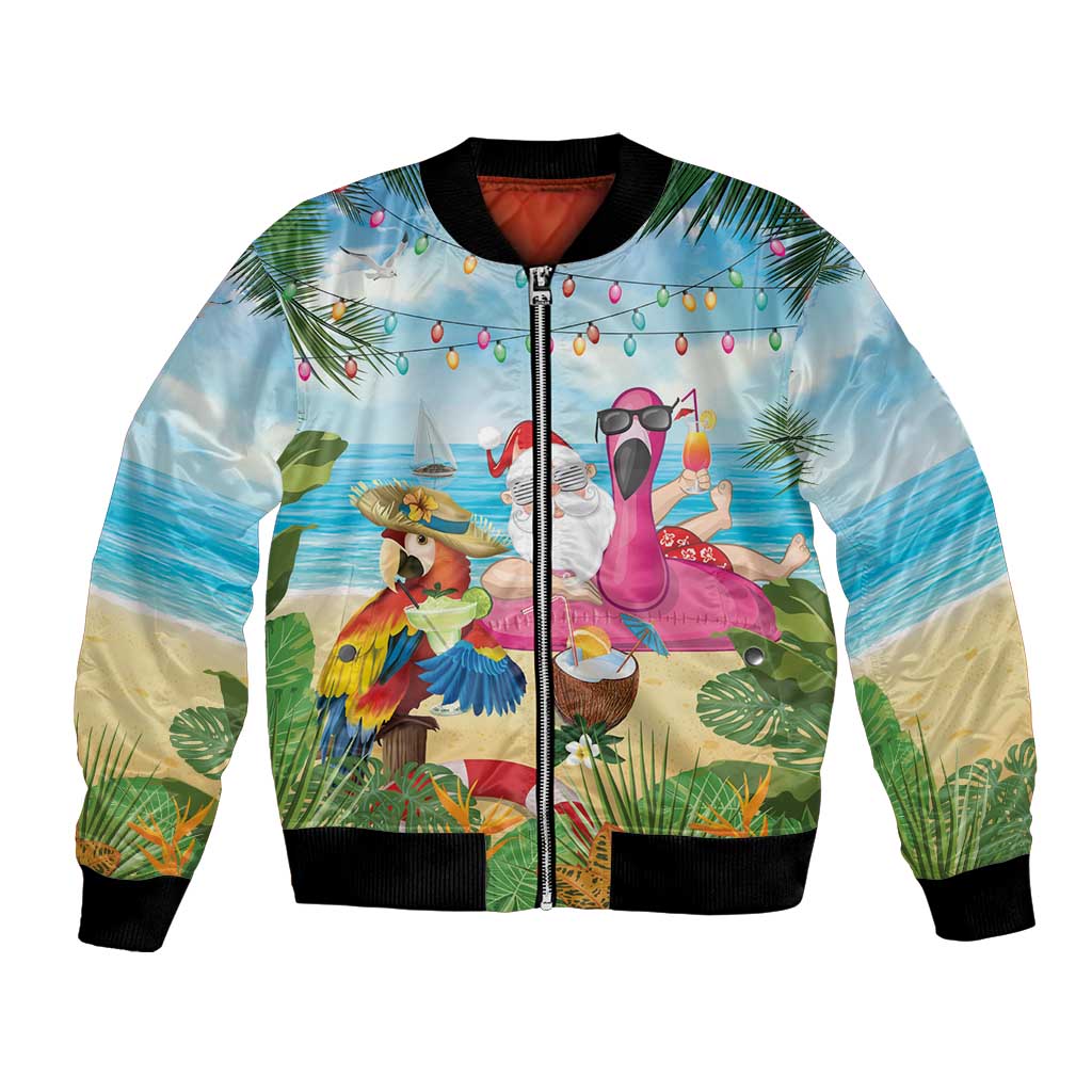 Have Yourself A Beachy Little Christmas Bomber Jacket with Santa Chilling - Polynesian Pride