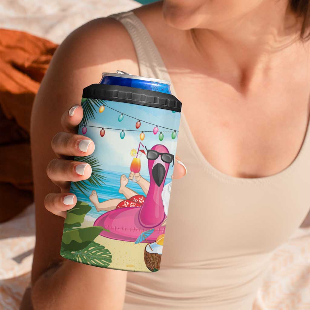 Have Yourself A Beachy Little Christmas 4 in 1 Can Cooler Tumbler with Santa Chilling - Polynesian Pride
