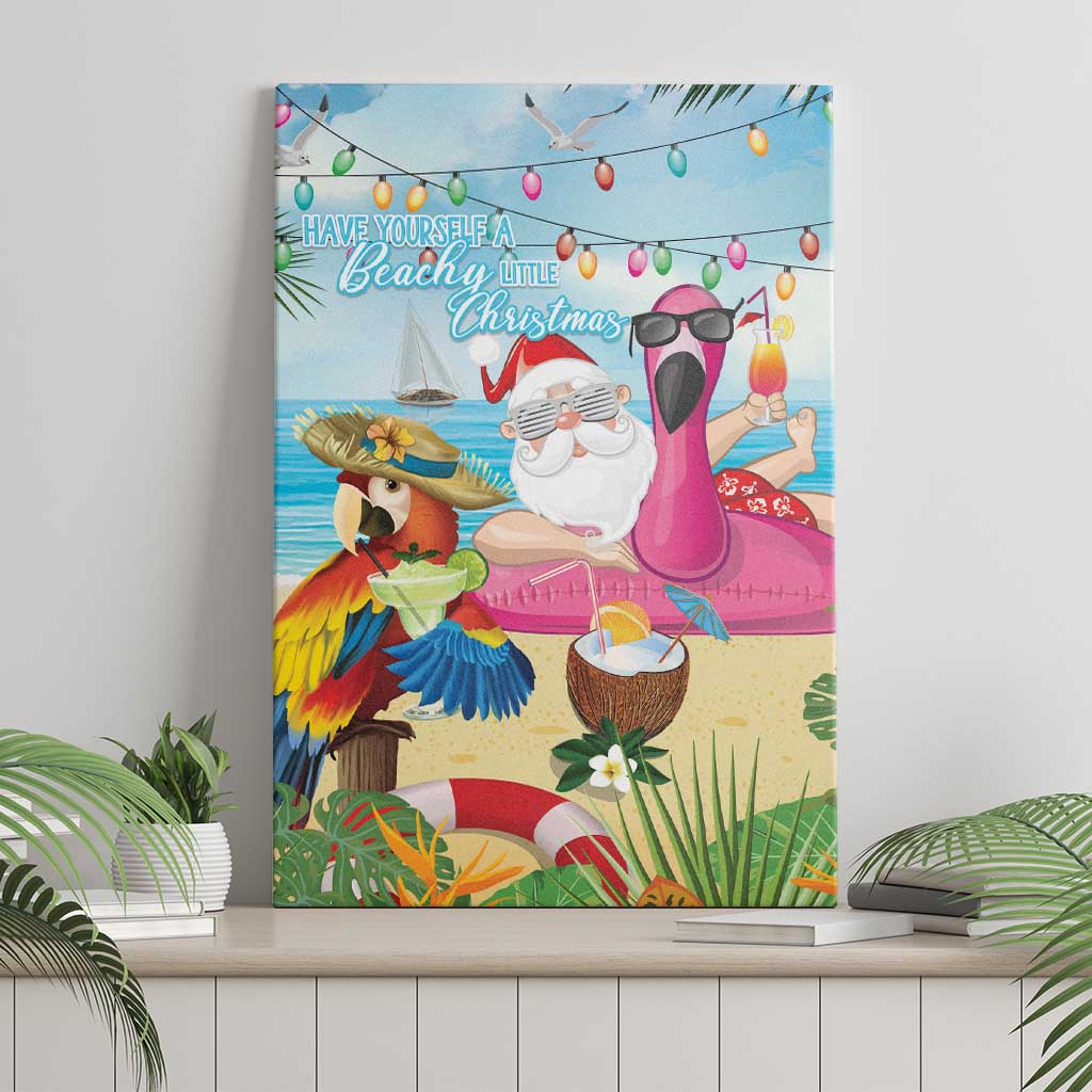 Have Yourself A Beachy Little Christmas Canvas Wall Art with Santa Chilling - Polynesian Pride