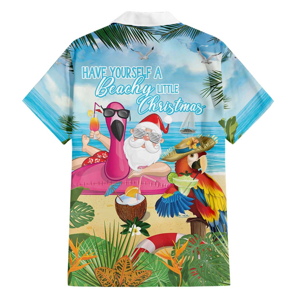 Have Yourself A Beachy Little Christmas Family Matching Off Shoulder Short Dress and Hawaiian Shirt with Santa Chilling - Polynesian Pride
