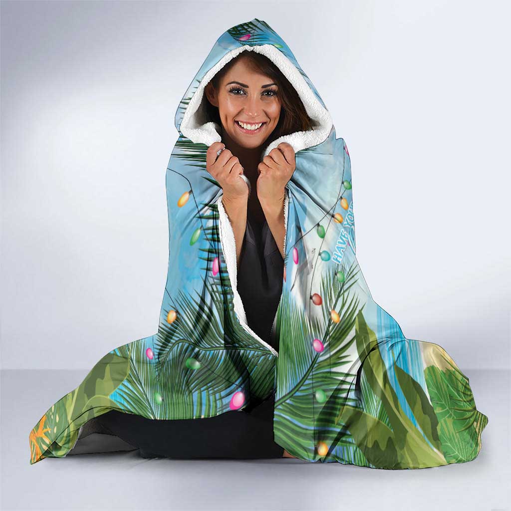 Have Yourself A Beachy Little Christmas Hooded Blanket with Santa Chilling - Polynesian Pride
