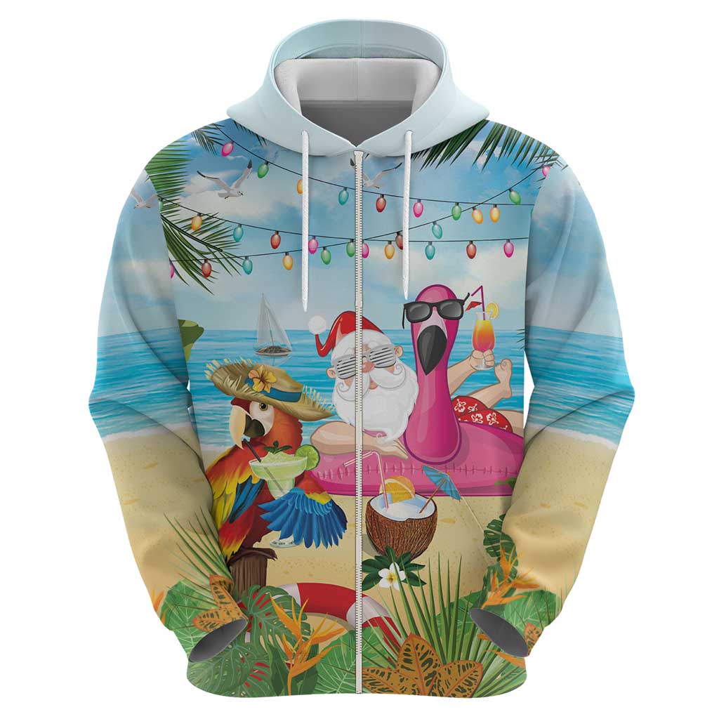 Have Yourself A Beachy Little Christmas Hoodie with Santa Chilling - Polynesian Pride