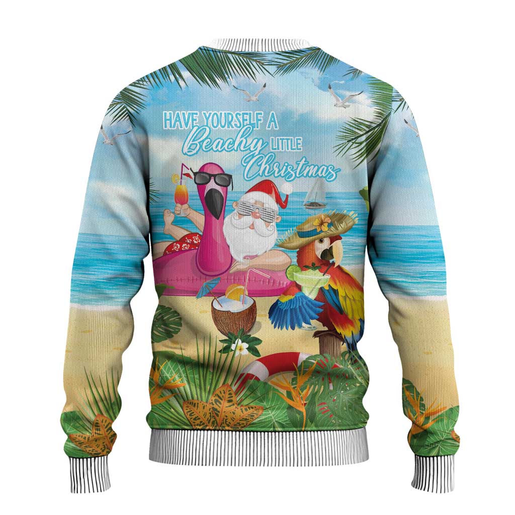 Have Yourself A Beachy Little Christmas Ugly Christmas Sweater with Santa Chilling - Polynesian Pride