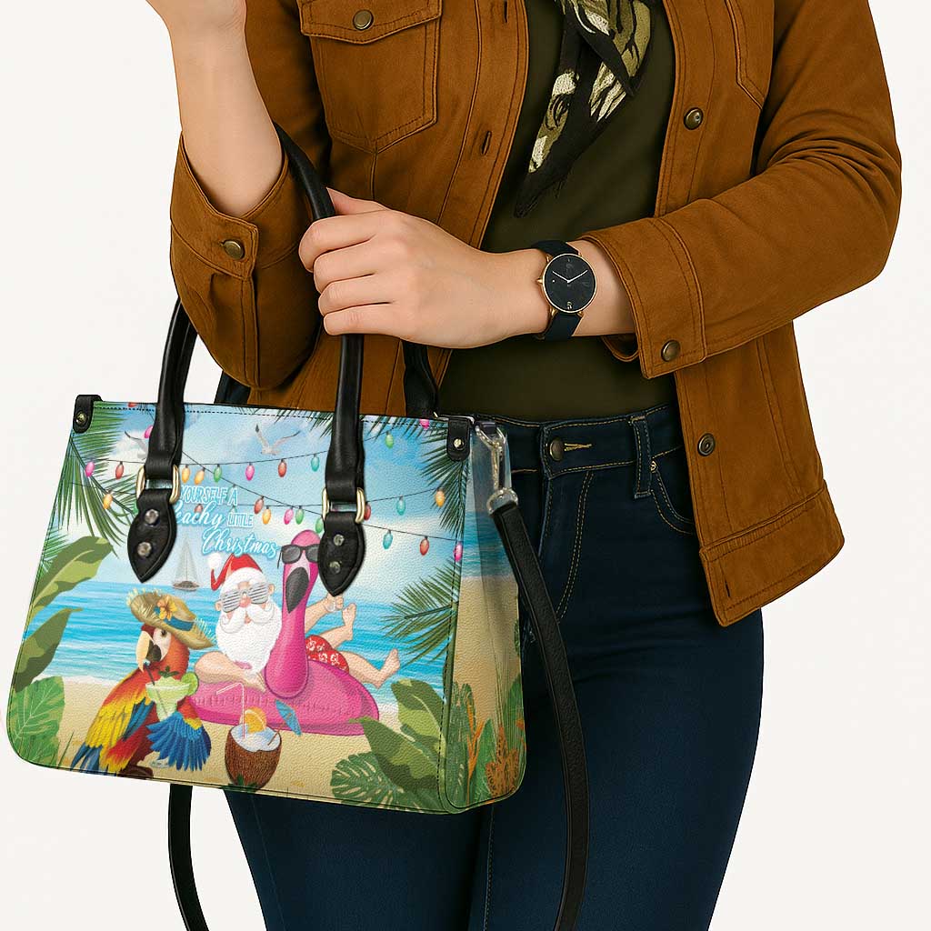 Have Yourself A Beachy Little Christmas Leather Bag with Santa Chilling - Polynesian Pride