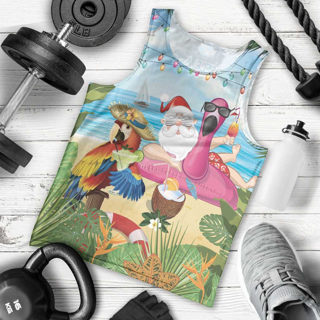 Have Yourself A Beachy Little Christmas Men Tank Top with Santa Chilling - Polynesian Pride