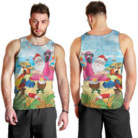 Have Yourself A Beachy Little Christmas Men Tank Top with Santa Chilling - Polynesian Pride