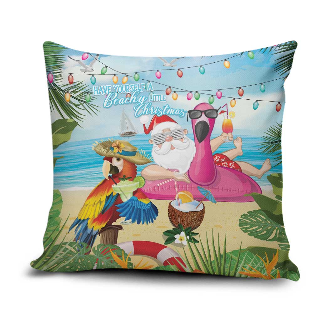 Have Yourself A Beachy Little Christmas Pillow Cover with Santa Chilling - Polynesian Pride