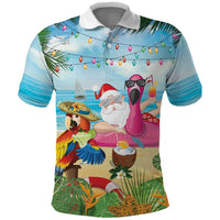 Have Yourself A Beachy Little Christmas Polo Shirt with Santa Chilling - Polynesian Pride