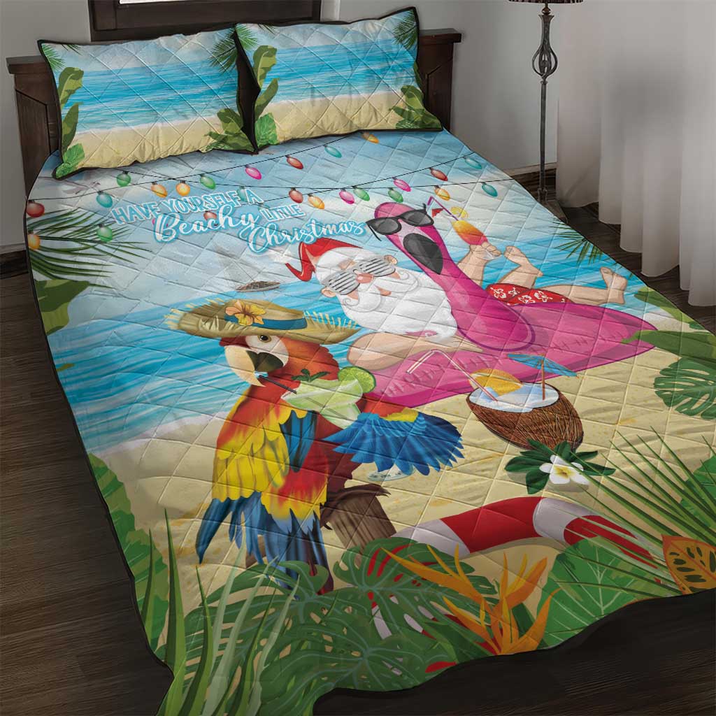 Have Yourself A Beachy Little Christmas Quilt Bed Set with Santa Chilling - Polynesian Pride