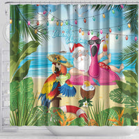 Have Yourself A Beachy Little Christmas Shower Curtain with Santa Chilling - Polynesian Pride