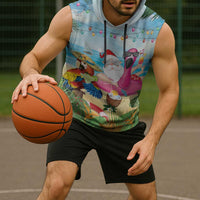 Have Yourself A Beachy Little Christmas Sleeveless Hoodie with Santa Chilling - Polynesian Pride