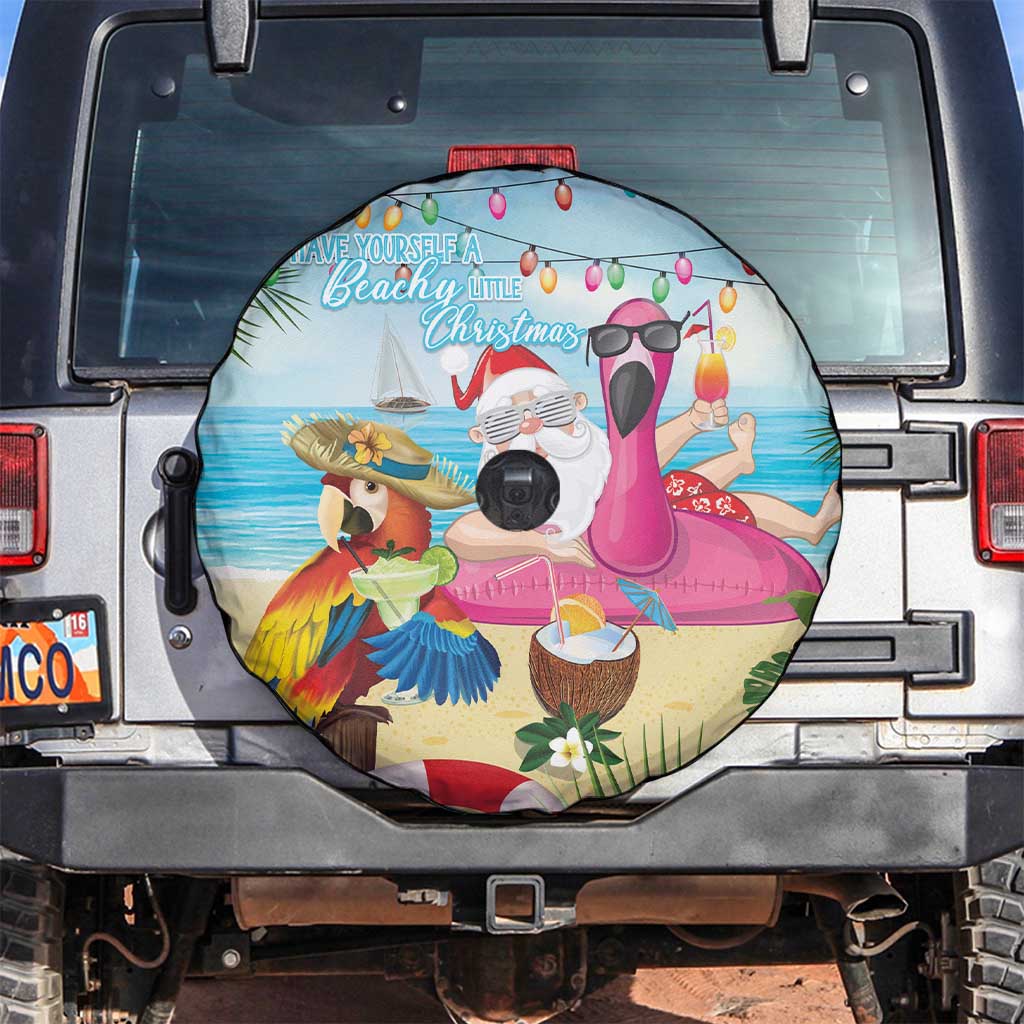 Have Yourself A Beachy Little Christmas Spare Tire Cover with Santa Chilling - Polynesian Pride