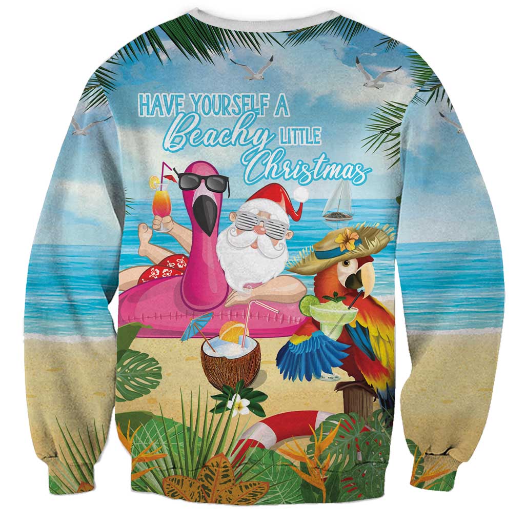Have Yourself A Beachy Little Christmas Sweatshirt with Santa Chilling - Polynesian Pride