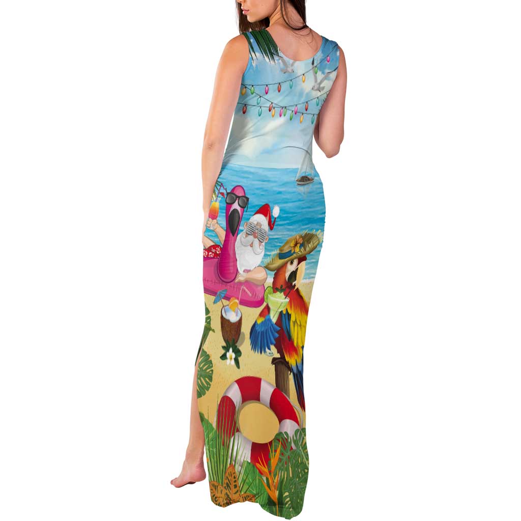 Have Yourself A Beachy Little Christmas Tank Maxi Dress with Santa Chilling - Polynesian Pride
