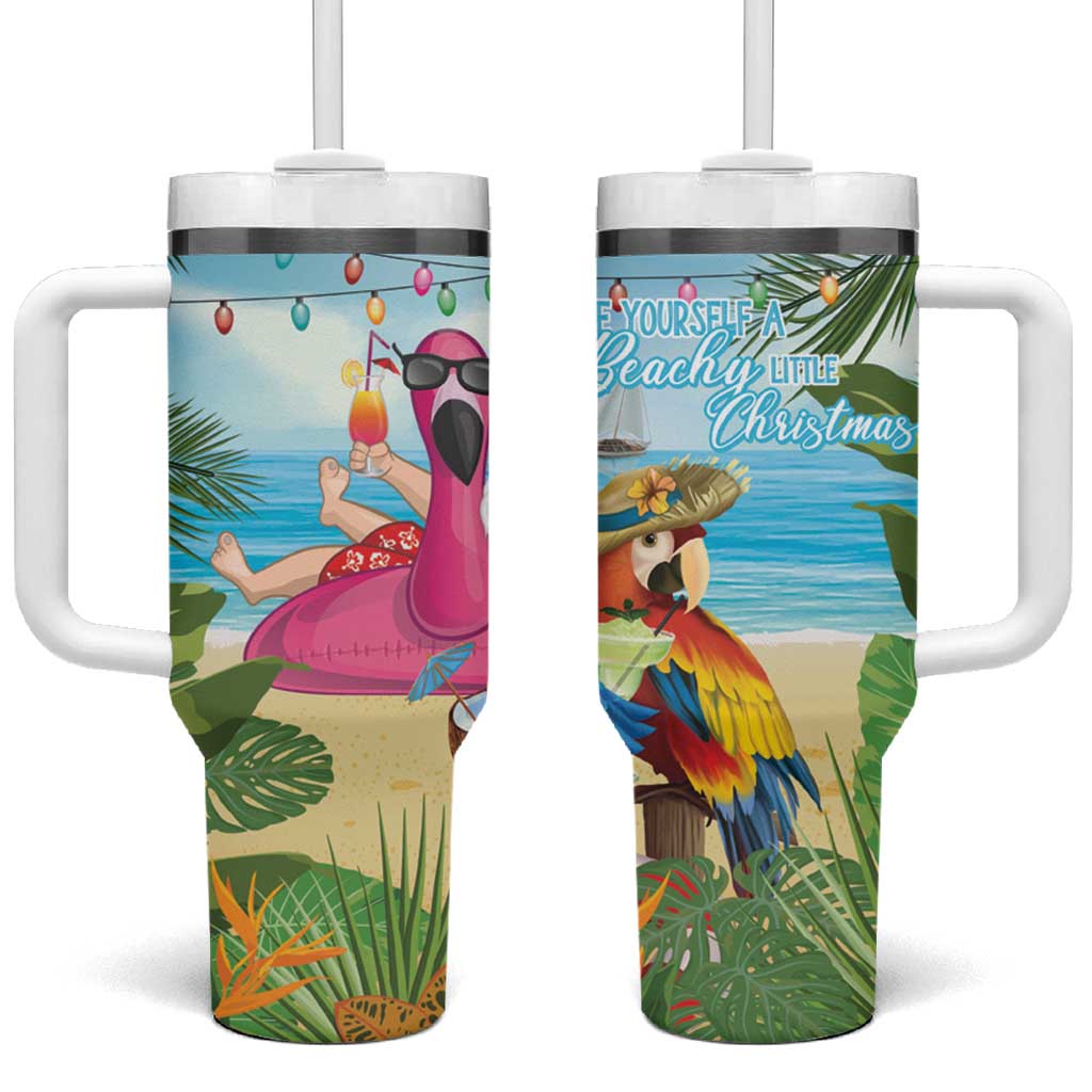 Have Yourself A Beachy Little Christmas Tumbler With Handle with Santa Chilling - Polynesian Pride