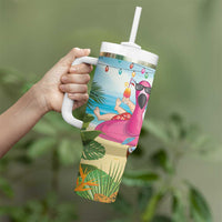 Have Yourself A Beachy Little Christmas Tumbler With Handle with Santa Chilling - Polynesian Pride
