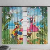 Have Yourself A Beachy Little Christmas Window Curtain with Santa Chilling - Polynesian Pride
