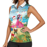 Have Yourself A Beachy Little Christmas Women Sleeveless Polo Shirt with Santa Chilling - Polynesian Pride