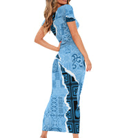 Bula Fiji Tapa Mix Christmas Family Matching Short Sleeve Bodycon Dress and Hawaiian Shirt Vintage Style LT7 - Polynesian Pride