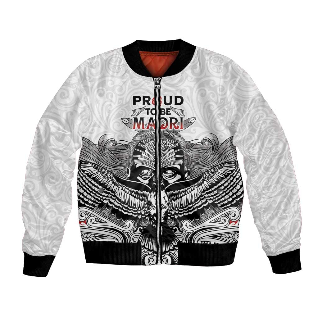 Aotearoa Personalized Bomber Jacket Proud To Be Maori LT7 Unisex White - Polynesian Pride