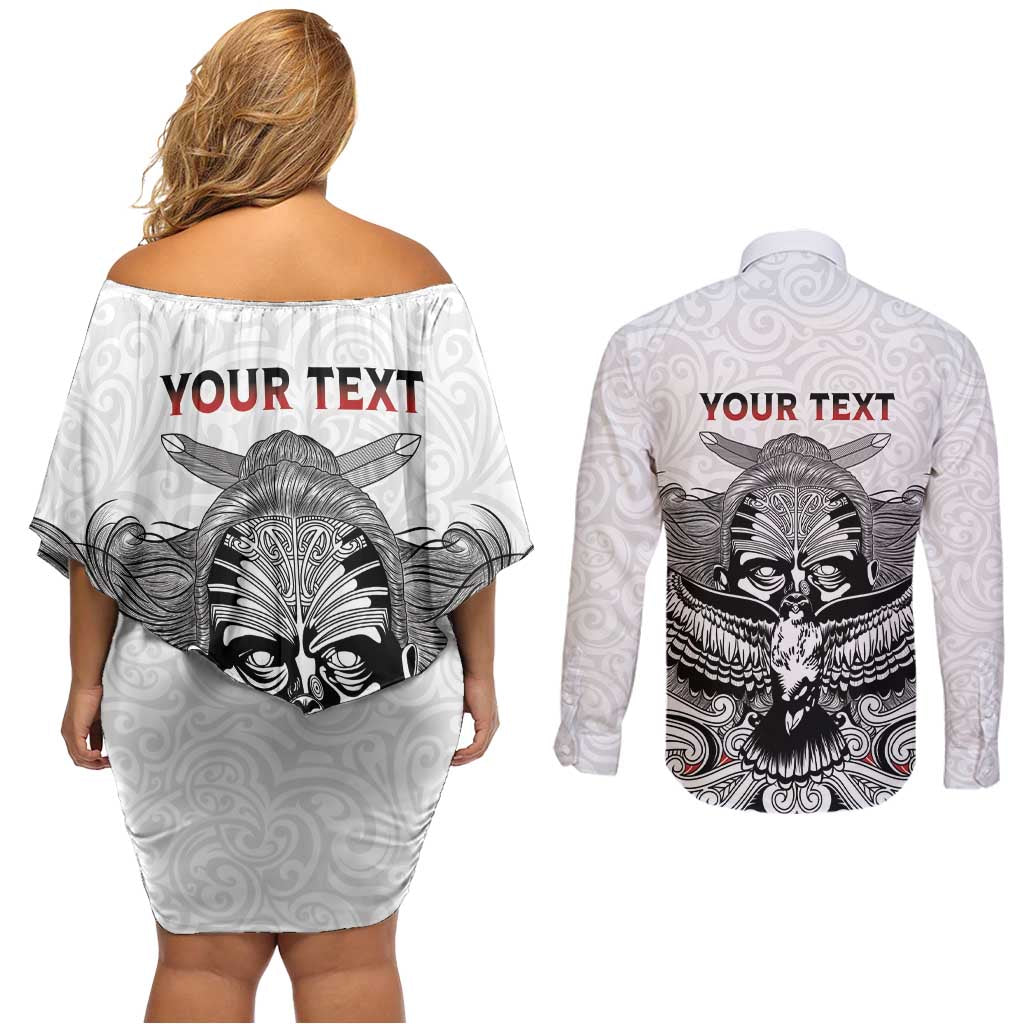 Aotearoa Personalized Couples Matching Off Shoulder Short Dress and Long Sleeve Button Shirt Proud To Be Maori