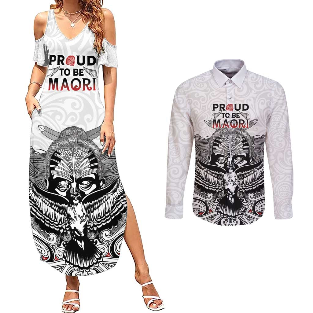 Aotearoa Personalized Couples Matching Summer Maxi Dress and Long Sleeve Button Shirt Proud To Be Maori