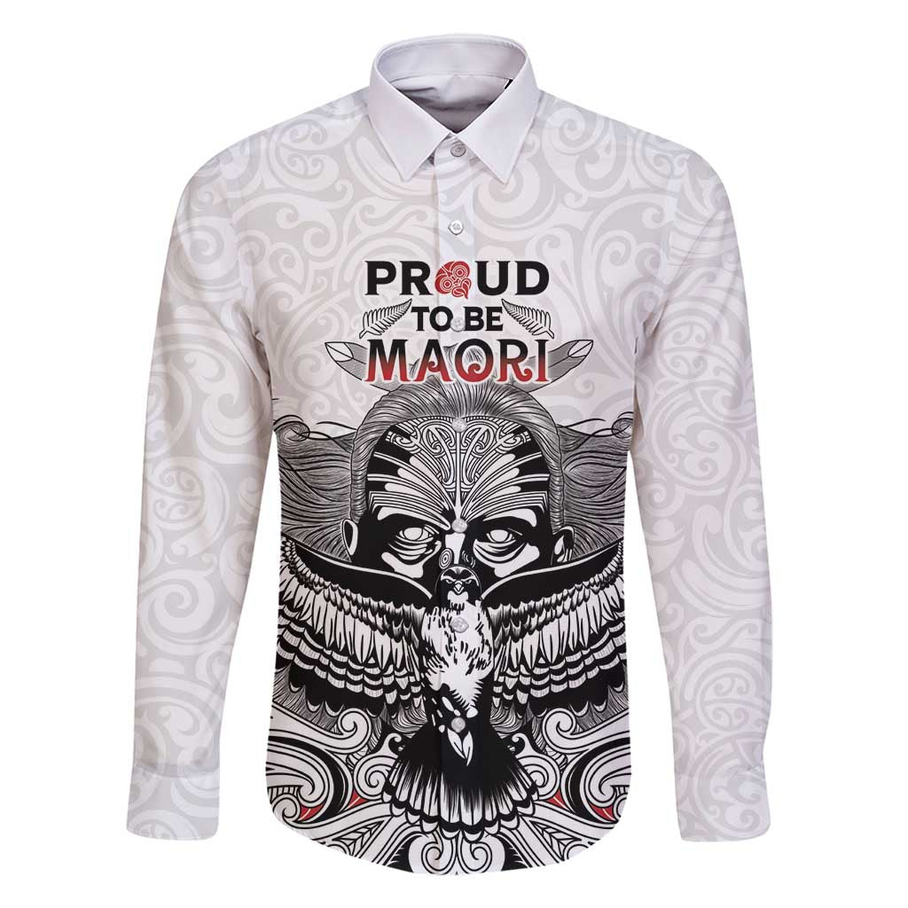 Aotearoa Personalized Family Matching Tank Maxi Dress and Hawaiian Shirt Proud To Be Maori LT7 Dad's Shirt - Long Sleeve White - Polynesian Pride