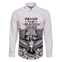 Aotearoa Personalized Family Matching Tank Maxi Dress and Hawaiian Shirt Proud To Be Maori LT7 Dad's Shirt - Long Sleeve White - Polynesian Pride