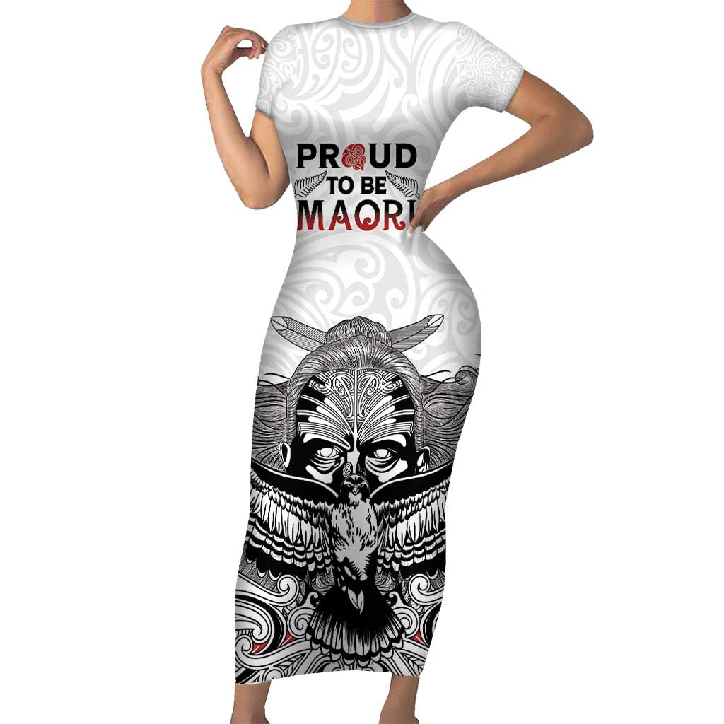 Aotearoa Personalized Short Sleeve Bodycon Dress Proud To Be Maori LT7 Long Dress White - Polynesian Pride