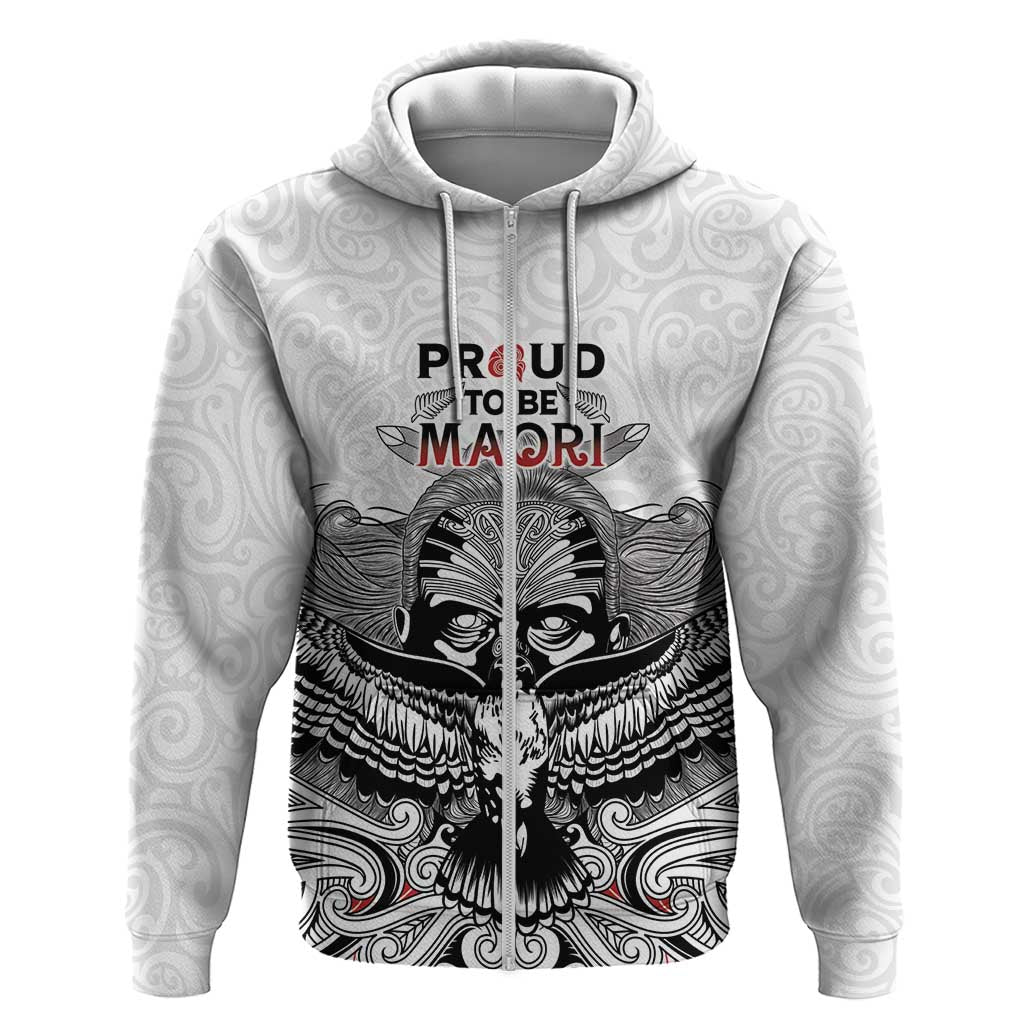 Aotearoa Personalized Zip Hoodie Proud To Be Maori LT7 Zip Hoodie White - Polynesian Pride