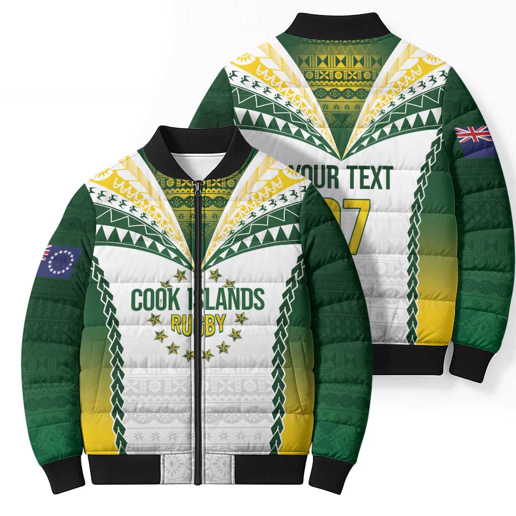 Cook Islands Rugby Custom Bomber Puffer Jacket Kuki's Aitu Champions - Polynesian Pride