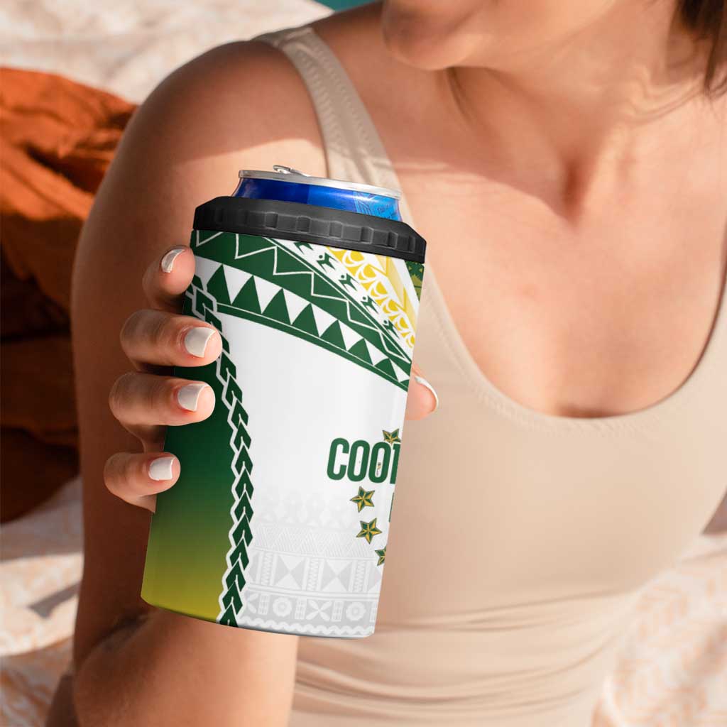 Cook Islands Rugby 4 in 1 Can Cooler Tumbler Kuki's Aitu Champions - Polynesian Pride