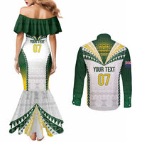 Cook Islands Rugby Custom Couples Matching Mermaid Dress and Long Sleeve Button Shirt Kuki's Aitu Champions - Polynesian Pride