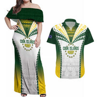 Cook Islands Rugby Custom Couples Matching Off Shoulder Maxi Dress and Hawaiian Shirt Kuki's Aitu Champions - Polynesian Pride
