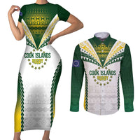 Cook Islands Rugby Custom Couples Matching Short Sleeve Bodycon Dress and Long Sleeve Button Shirt Kuki's Aitu Champions - Polynesian Pride