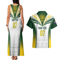 Cook Islands Rugby Custom Couples Matching Tank Maxi Dress and Hawaiian Shirt Kuki's Aitu Champions - Polynesian Pride