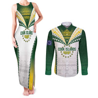 Cook Islands Rugby Custom Couples Matching Tank Maxi Dress and Long Sleeve Button Shirt Kuki's Aitu Champions - Polynesian Pride