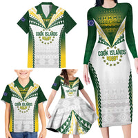 Cook Islands Rugby Custom Family Matching Long Sleeve Bodycon Dress and Hawaiian Shirt Kuki's Aitu Champions - Polynesian Pride