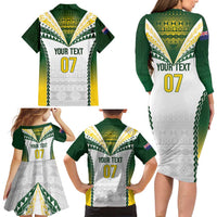 Cook Islands Rugby Custom Family Matching Long Sleeve Bodycon Dress and Hawaiian Shirt Kuki's Aitu Champions - Polynesian Pride