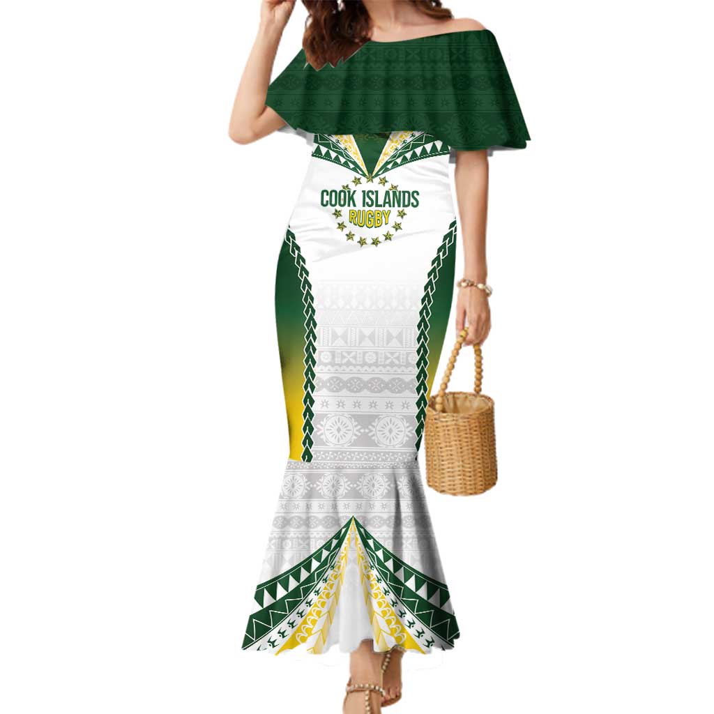 Cook Islands Rugby Custom Family Matching Mermaid Dress and Hawaiian Shirt Kuki's Aitu Champions - Polynesian Pride
