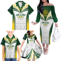 Cook Islands Rugby Custom Family Matching Off The Shoulder Long Sleeve Dress and Hawaiian Shirt Kuki's Aitu Champions - Polynesian Pride